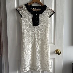NEW White Lace Dress with Black Accents
